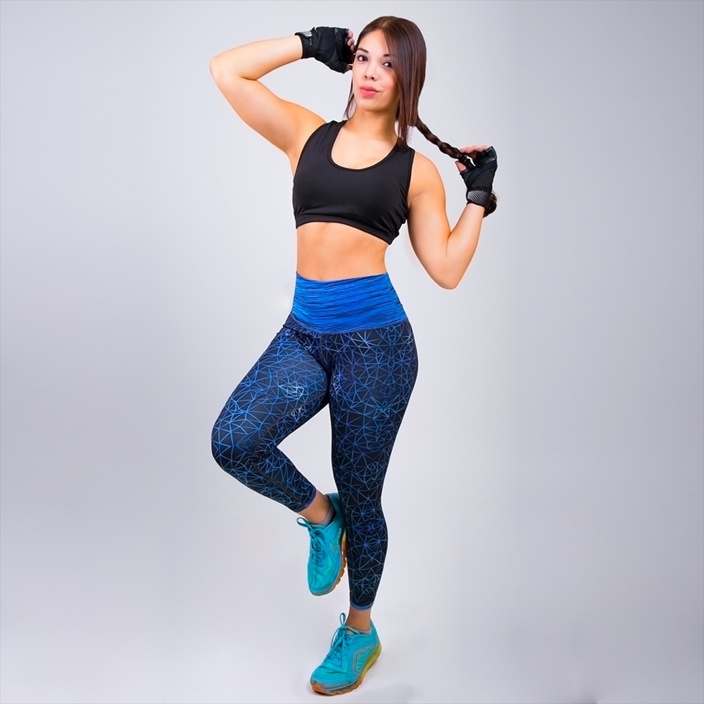 Blue Leggings with Blue Print Fold